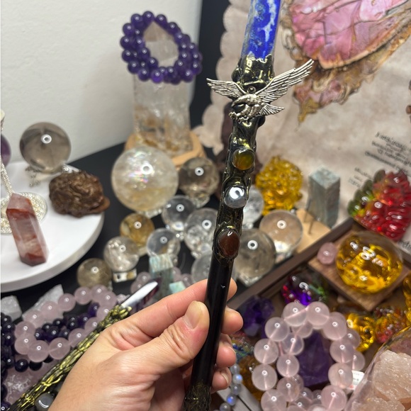 Natural Lapis Lazuli Quartz Crystal obelisk ball Magic scepter Reiki healing - Picture 6 of 6